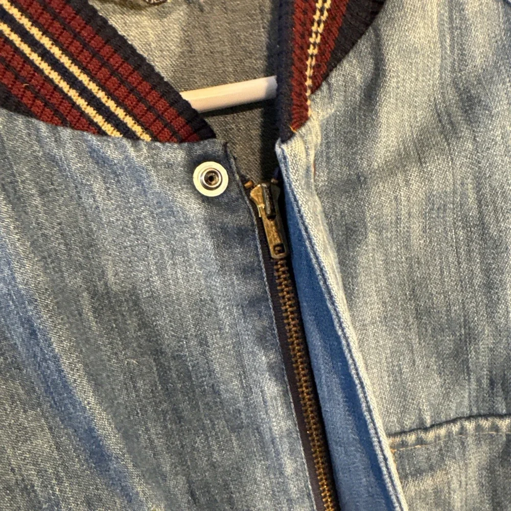 Vintage Koret City Blues Denim Bomber Style Jacket Large Pockets Lightweight